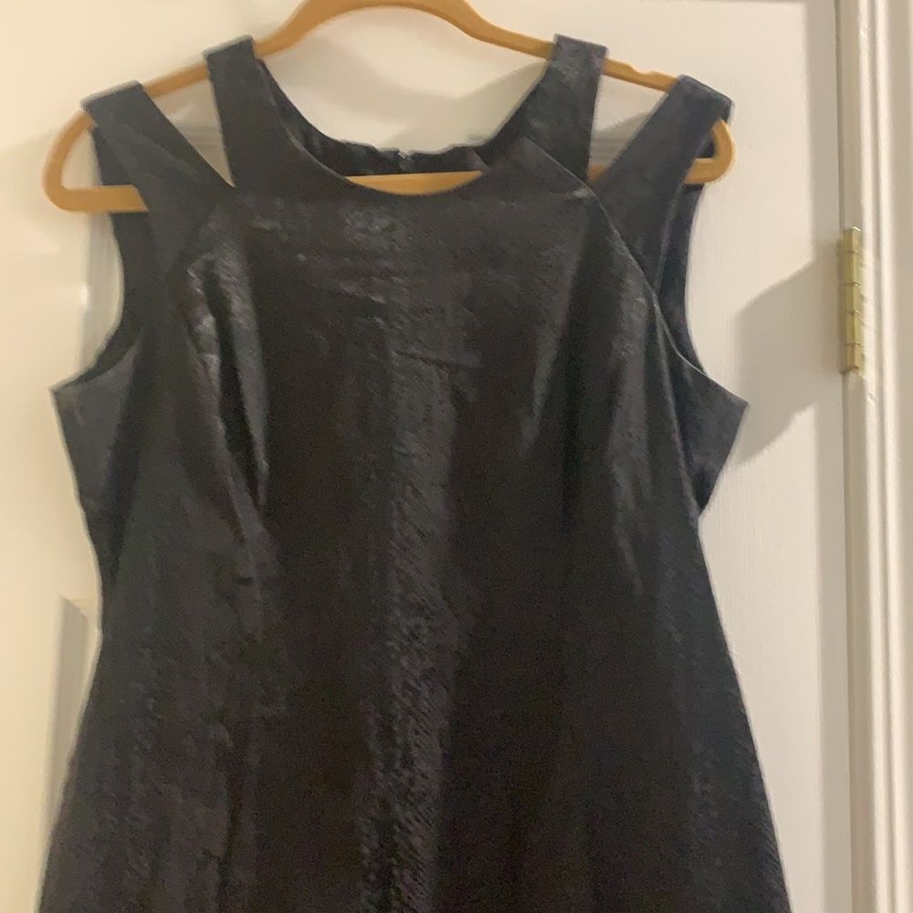 Black Strappy Burnt Look Snake Print Dress 10 Petite - Picture 6 of 7